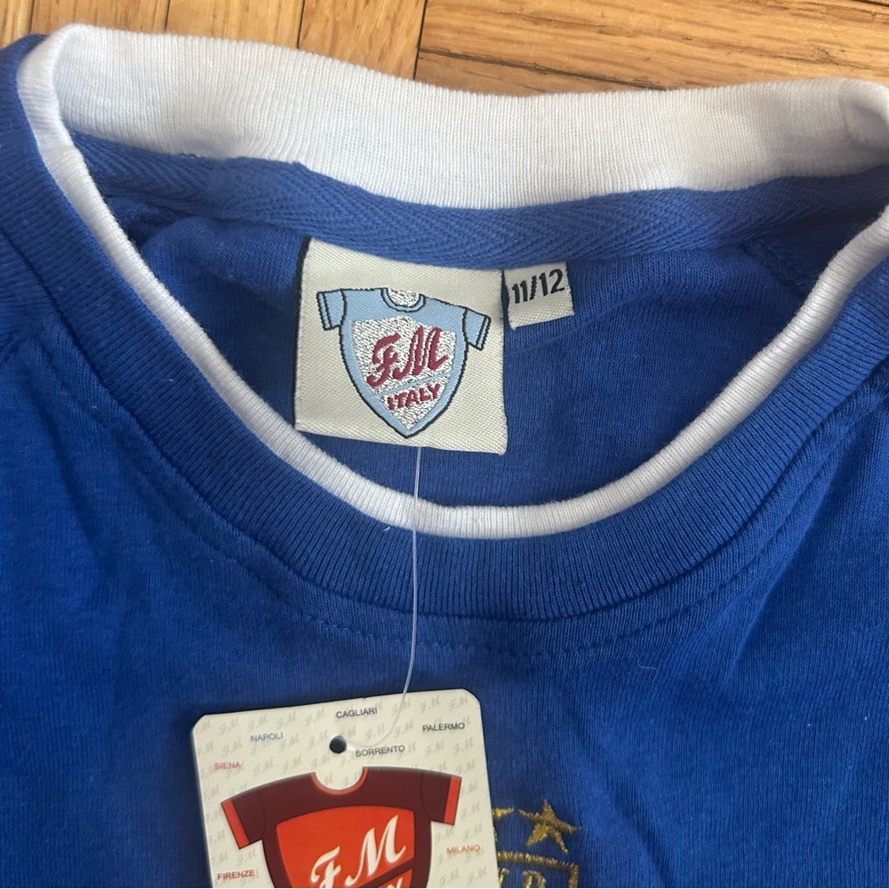 FM ITALY Blue Italia T-Shirt with White Accents - Picture 5 of 7